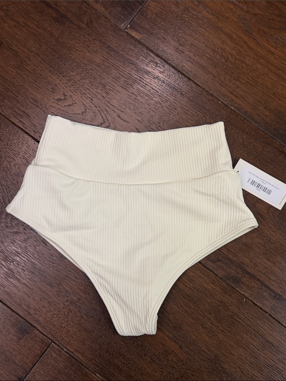 NWT - Montce - Cream Rib Added Coverage High Rise Bikini Bottoms - Suze: Small